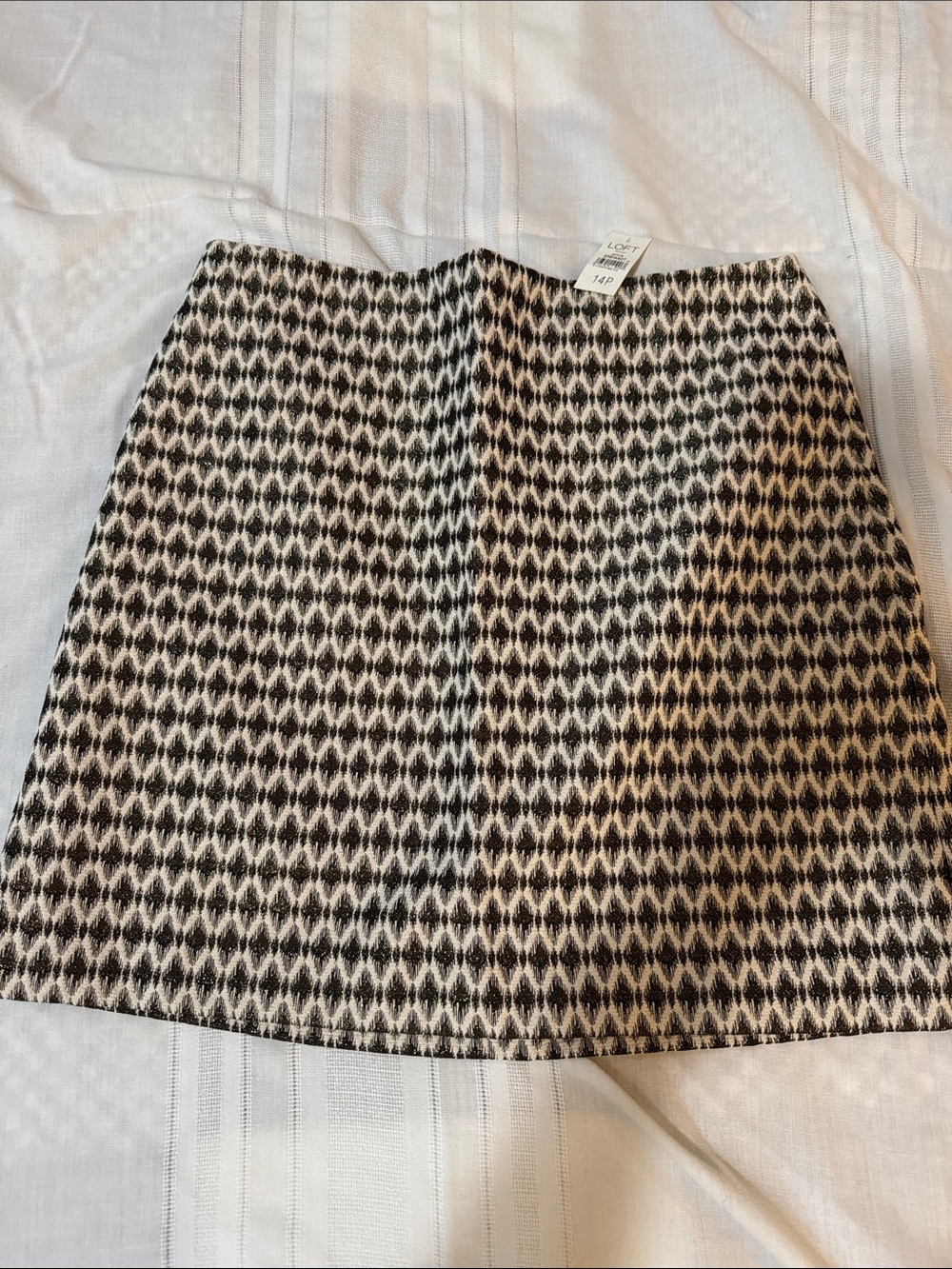 Classic Black and White Patterned A-Line Skirt